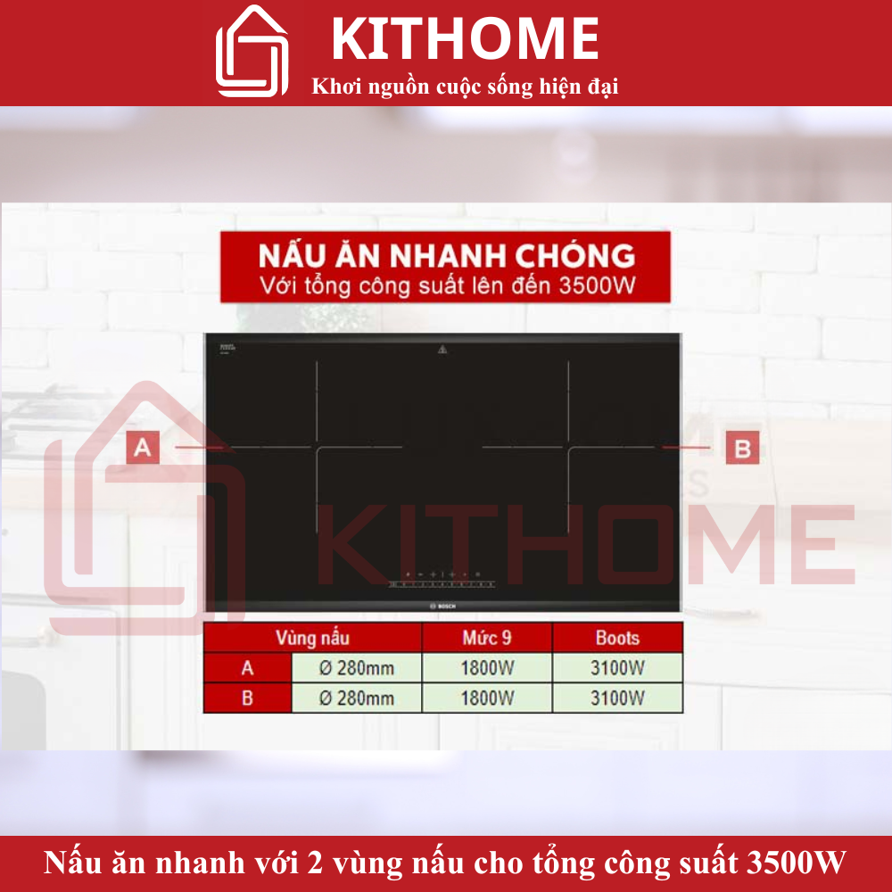 Hiệu suất nấu ăn vượt trội với tổng công suất 3500W
