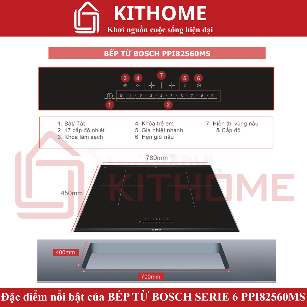 Đặc điểm nổi bật của Bếp từ đôi Bosch PPI82560MS Serie 6
