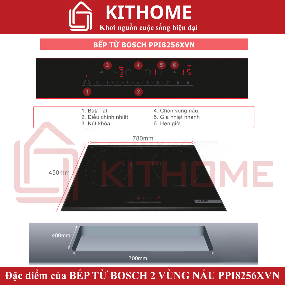Đặc điểm nổi bật của Bếp từ đôi Bosch PPI8256XVN Serie 6