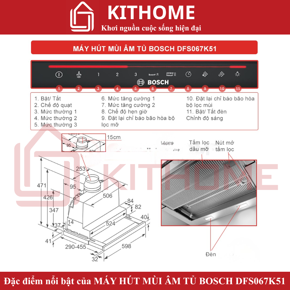 Đặc điểm nổi bật của MÁY HÚT MÙI ÂM TỦ BOSCH DFS067K51 SERIE 8 NGANG 60CM
