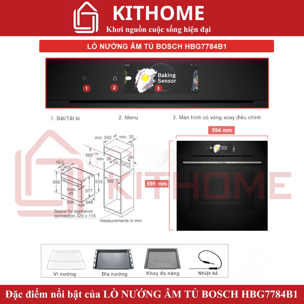 Đặc điểm nổi bật của Lò nướng âm tủ Bosch HBG7784B1 Serie 8