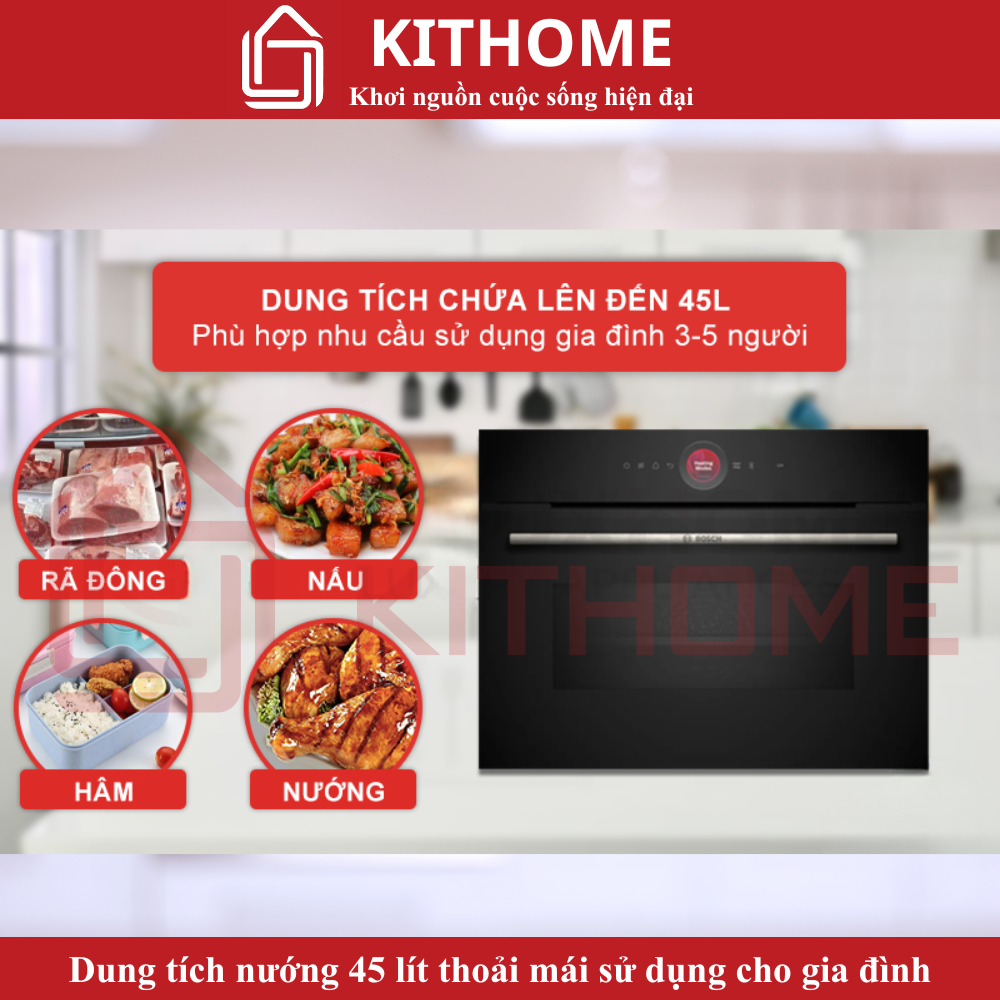 Dung tích nướng 45 lít thoải mái cho gia đình