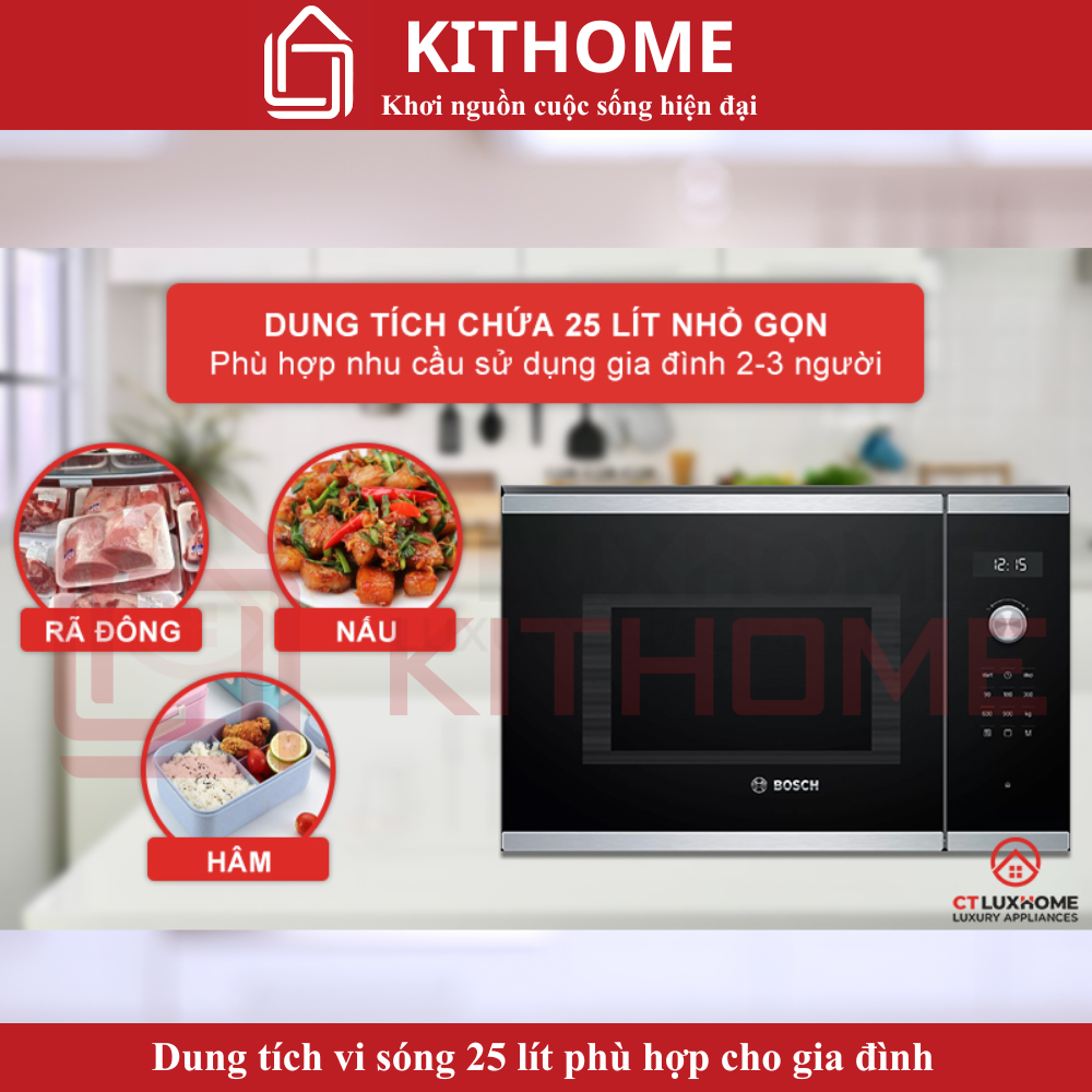 Dung tích khoang lò 25 lít – Phù hợp gia đình nhỏ