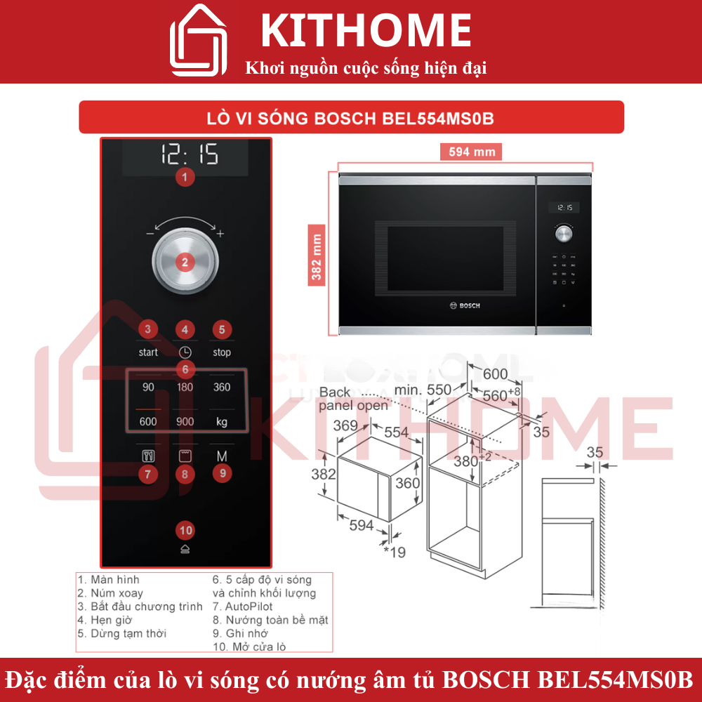 Đặc điểm nổi bật của Lò vi sóng âm tủ Bosch BEL554MS0B Serie 6