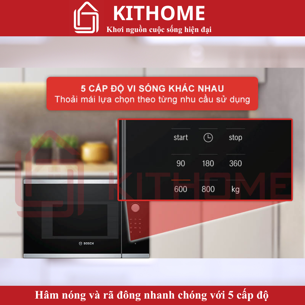 5 cấp độ vi sóng – Hâm nóng, rã đông và nấu ăn hiệu quả