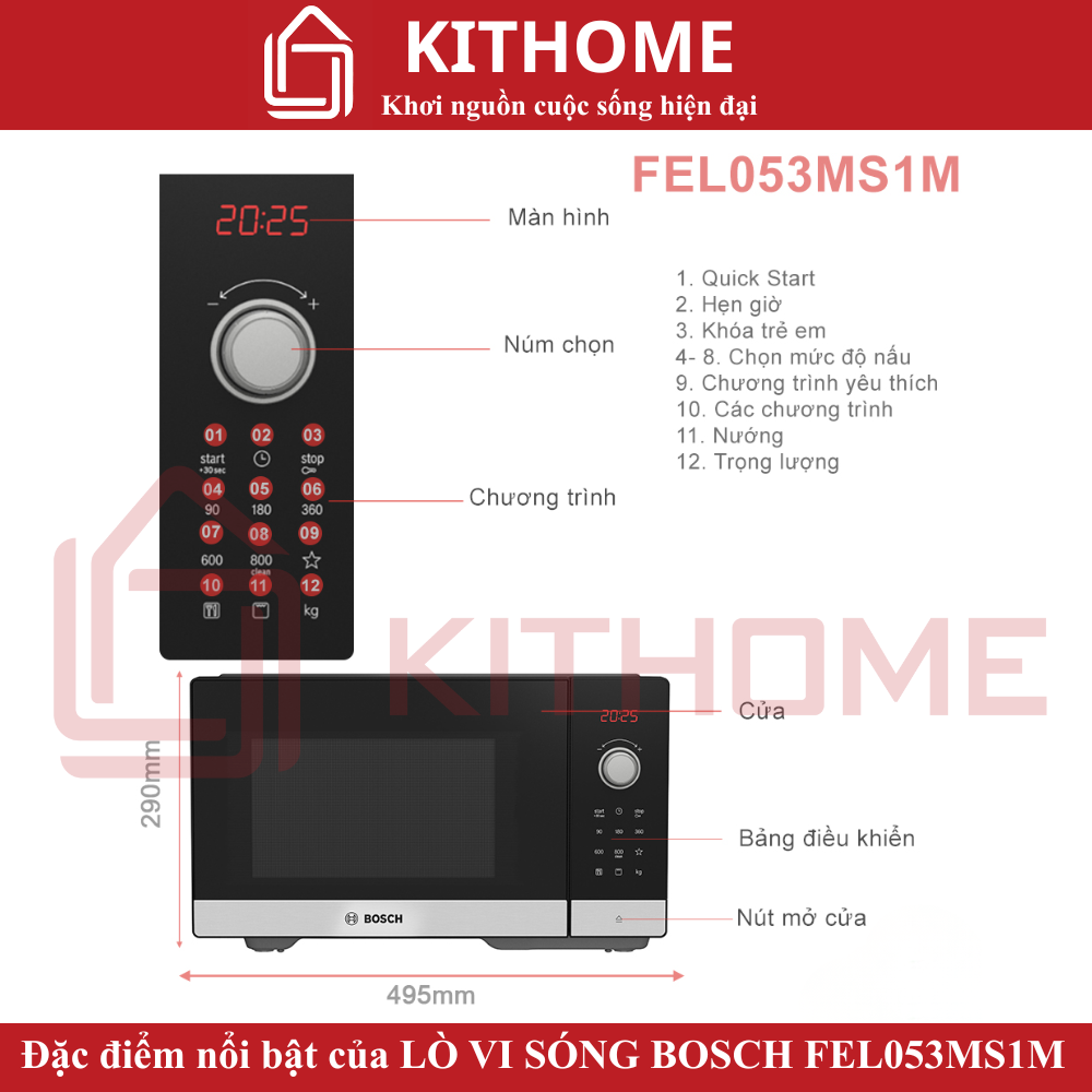 Đặc điểm nổi bật của Lò vi sóng độc lập Bosch FEL053MS1M Serie 2