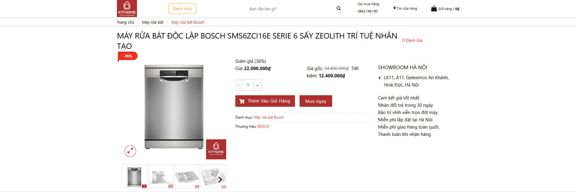 Giá máy rửa bát Bosch SMS6ZCI16E tại Bếp KITHOME