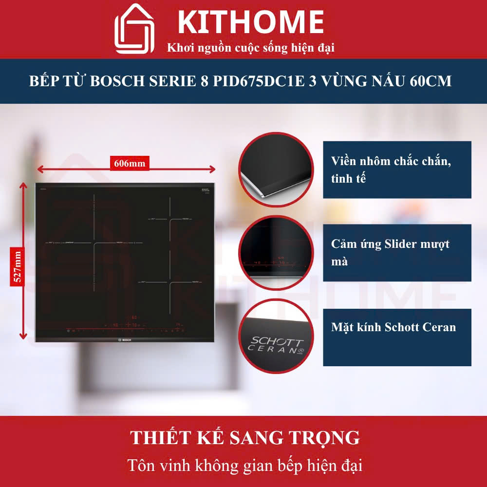 Thiết kế sang trọng với 3 vùng nấu độc lập