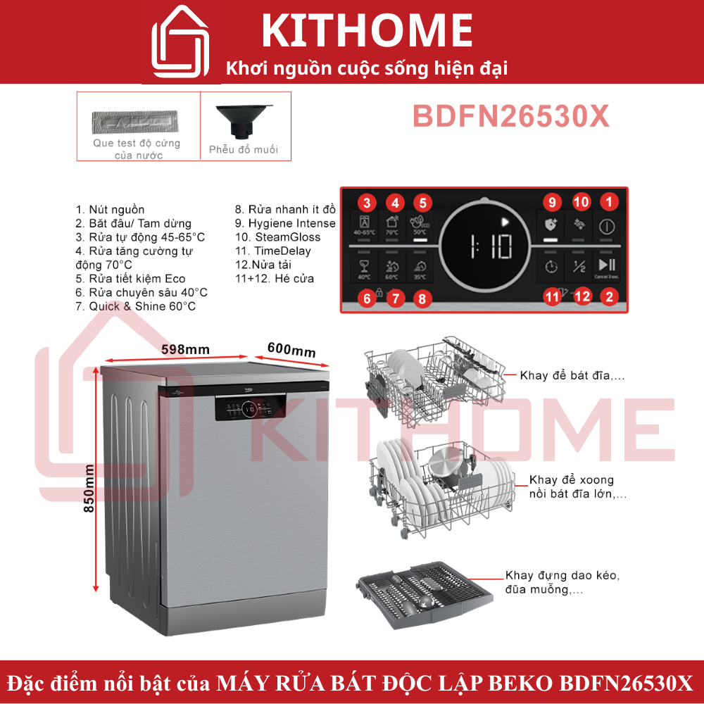 Đặc điểm nổi bật của MÁY RỬA BÁT ĐỘC LẬP BEKO BDFN26530X - 15 BỘ SẤY HÉ CỬA