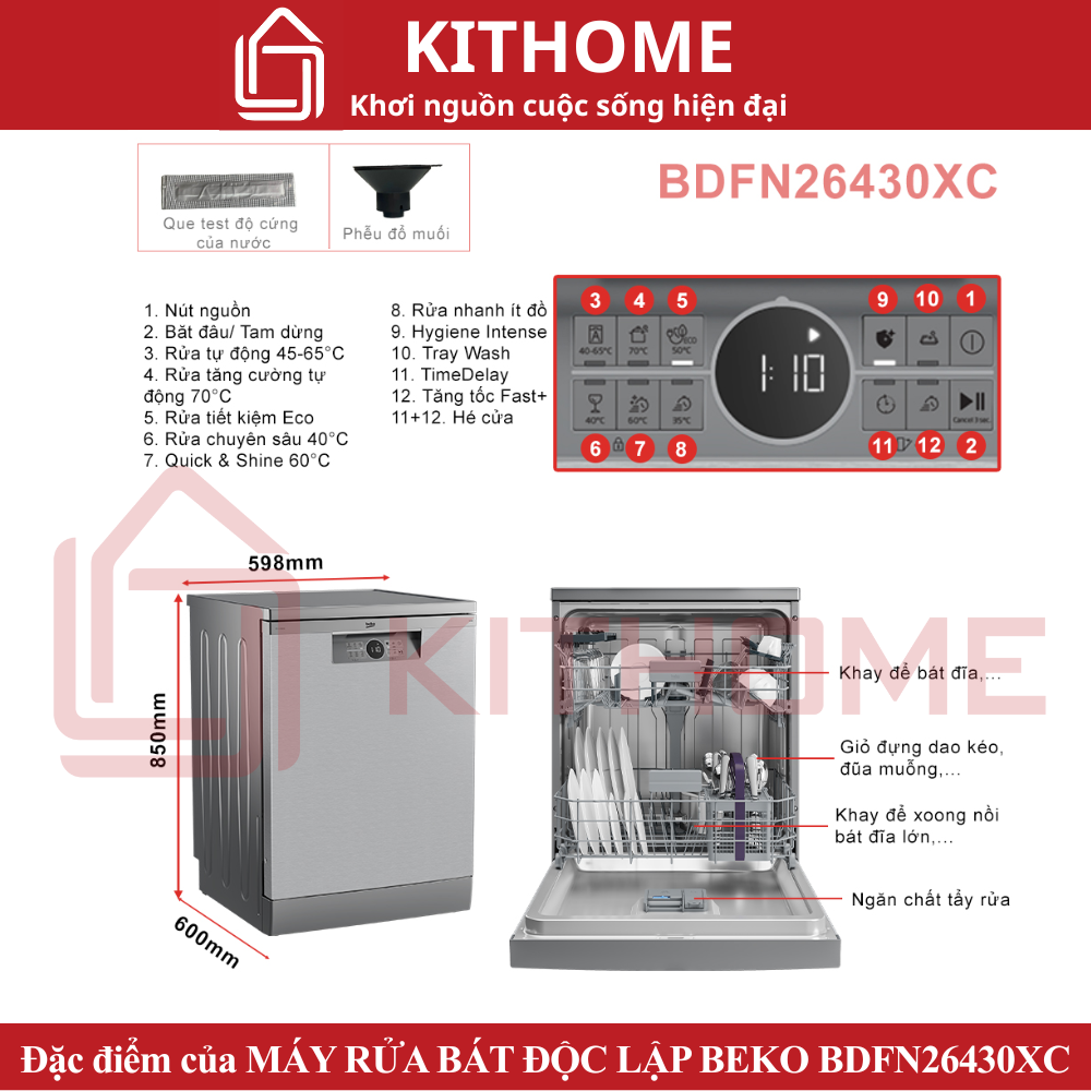 Máy rửa chén độc lập Beko BDFN26430XC