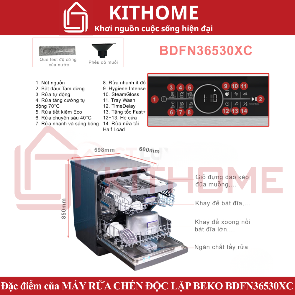 Đặc điểm nổi bật của MÁY RỬA CHÉN ĐỘC LẬP BEKO BDFN36530XC 15 BỘ SẤY HÉ CỬA