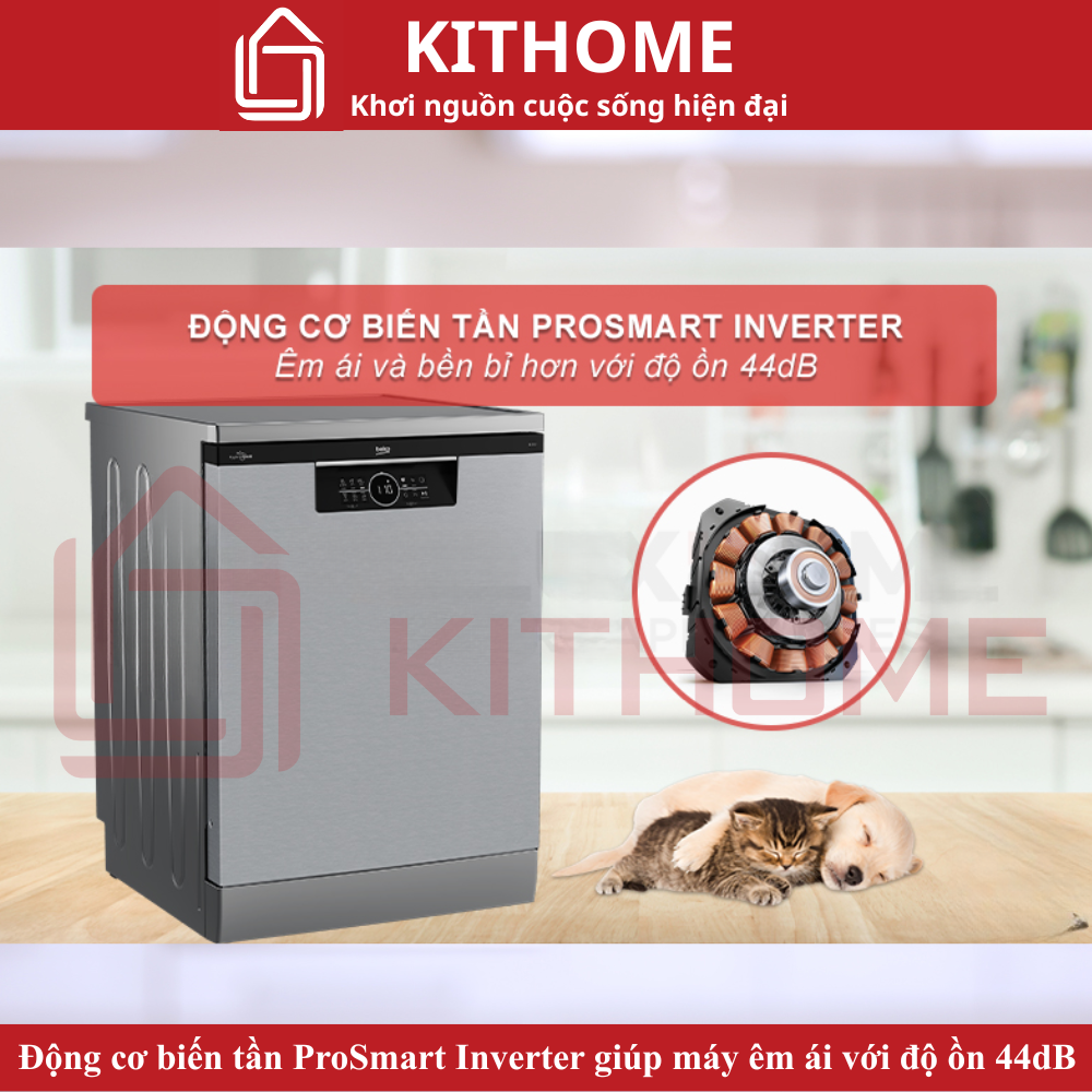 Động cơ biến tần ProSmart Inverter giúp máy êm ái với độ ồn 44dB