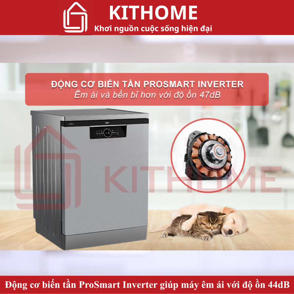 Động cơ biến tần ProSmart Inverter giúp máy êm ái với độ ồn 44dB