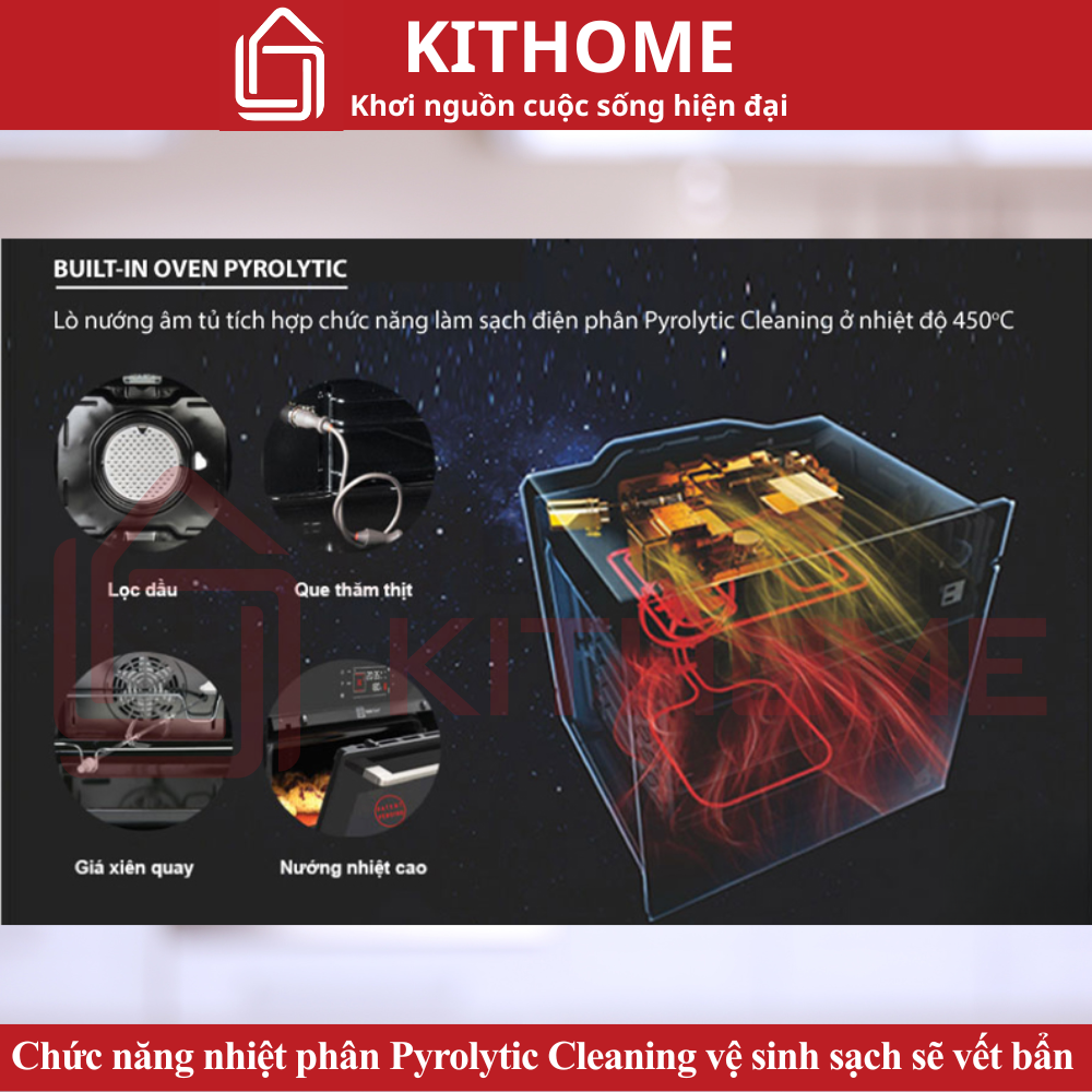 Chức năng nhiệt phân Pyrolytic Cleaning vệ sinh sạch sẽ vết bẩn cứng đầu