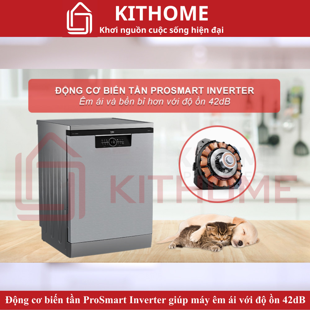 Động cơ biến tần ProSmart Inverter giúp máy êm ái với độ ồn 42dB