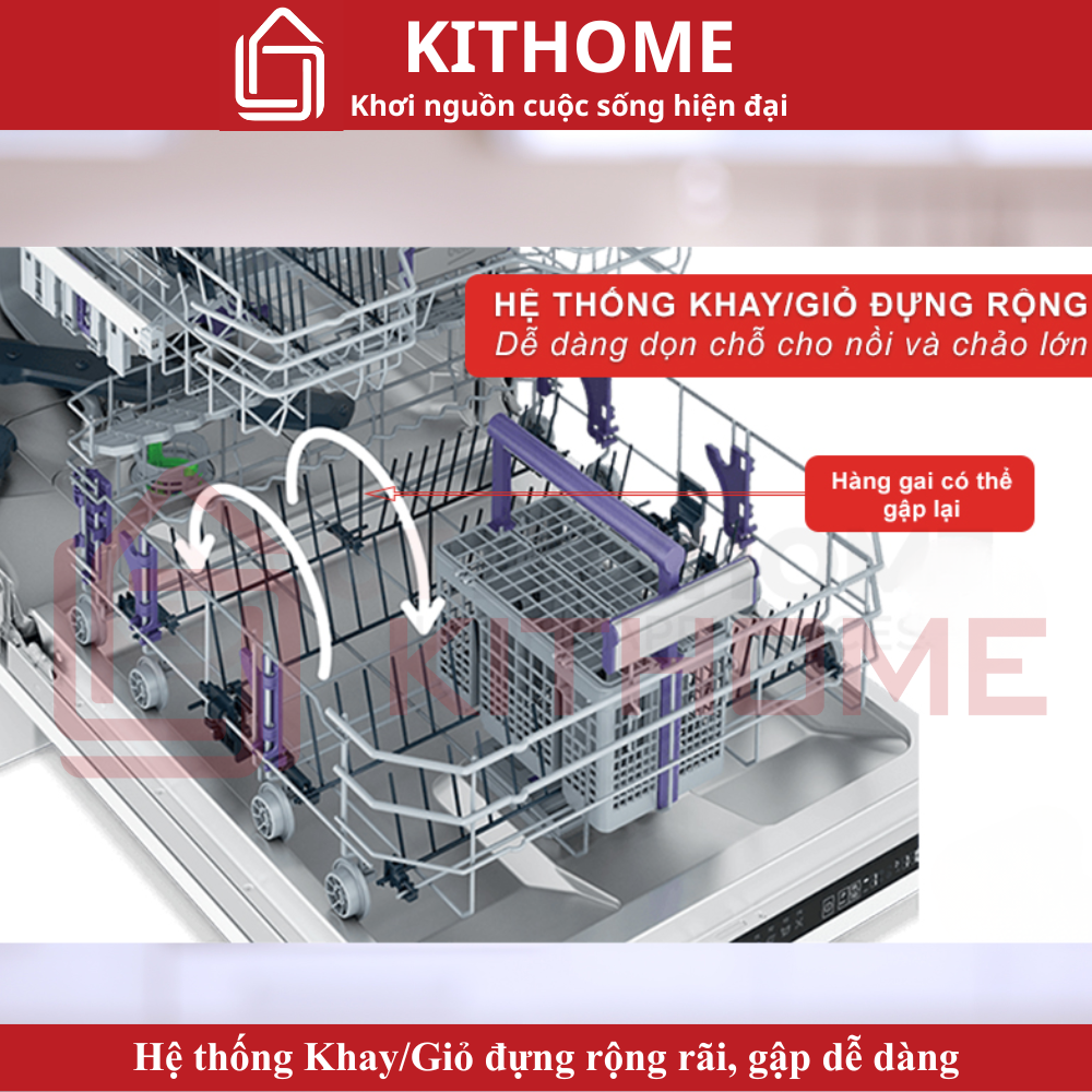 Hệ thống Khay/Giỏ đựng rộng rãi, gập dễ dàng