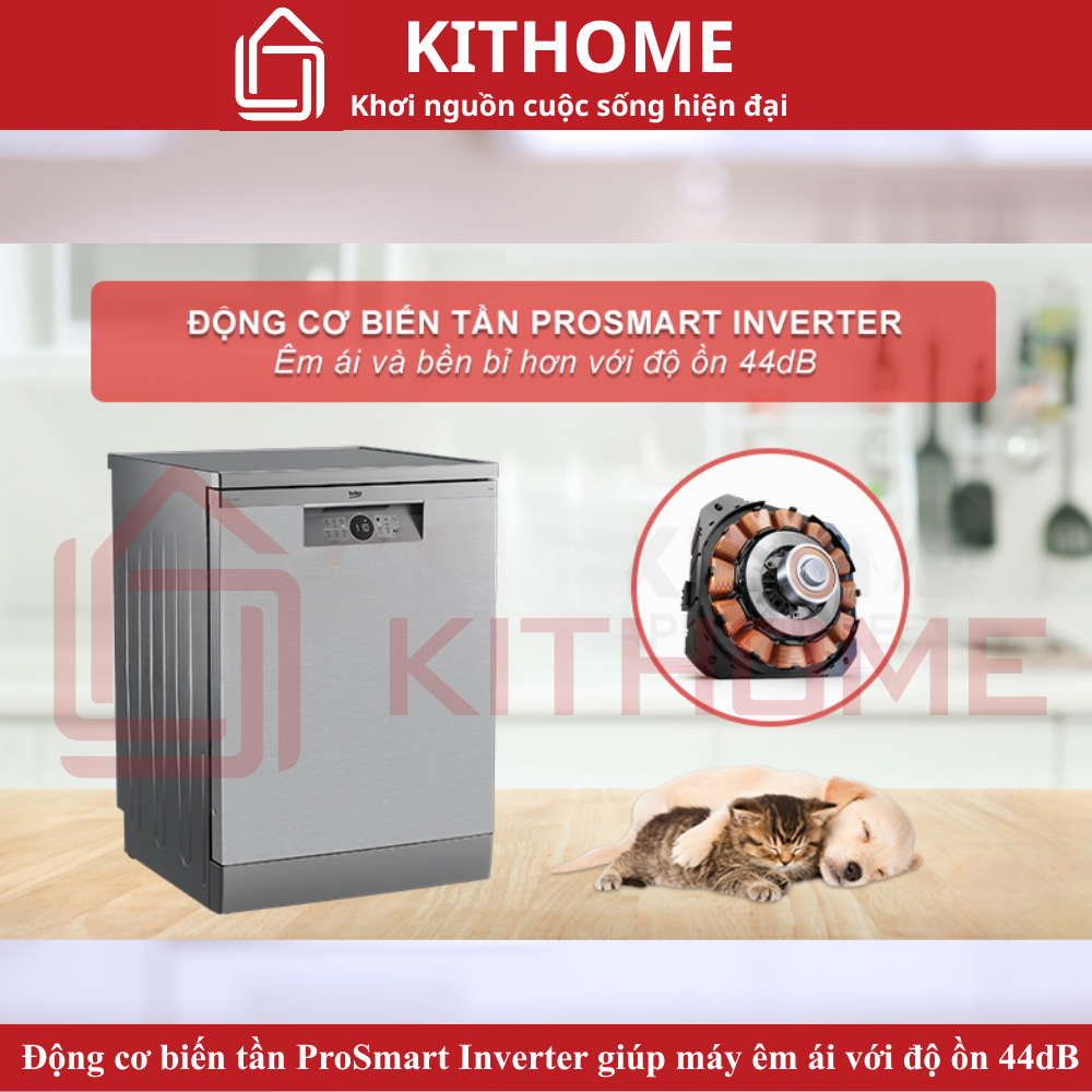 Động cơ biến tần ProSmart Inverter giúp máy êm ái với độ ồn 44dB