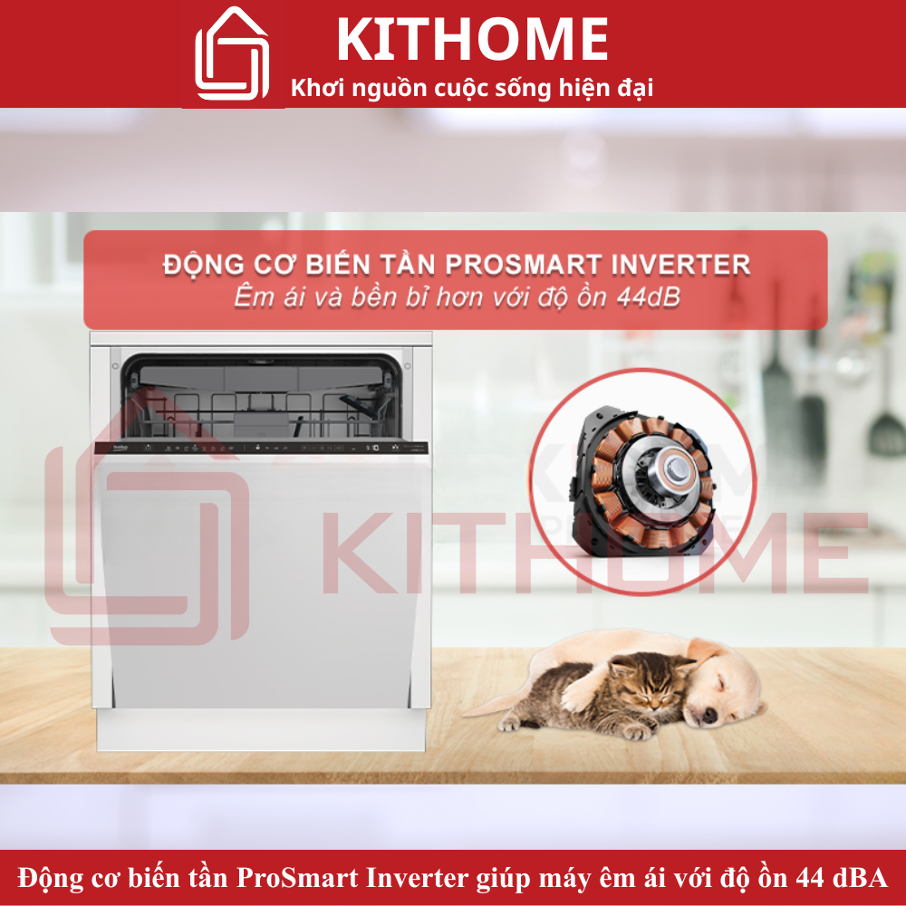 Động cơ biến tần ProSmart Inverter giúp máy êm ái với độ ồn 44 dBA