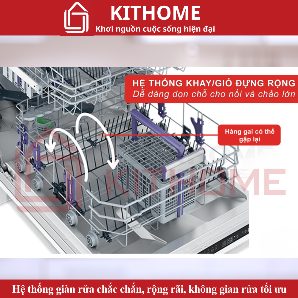 Hệ thống giàn rửa chắc chắn, rộng rãi.