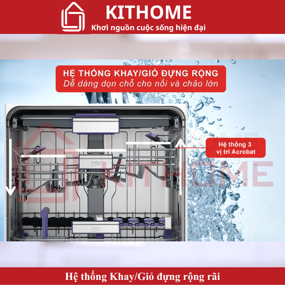 Beko BDFN36641XA được trang bị giá đỡ khay gập linh hoạt