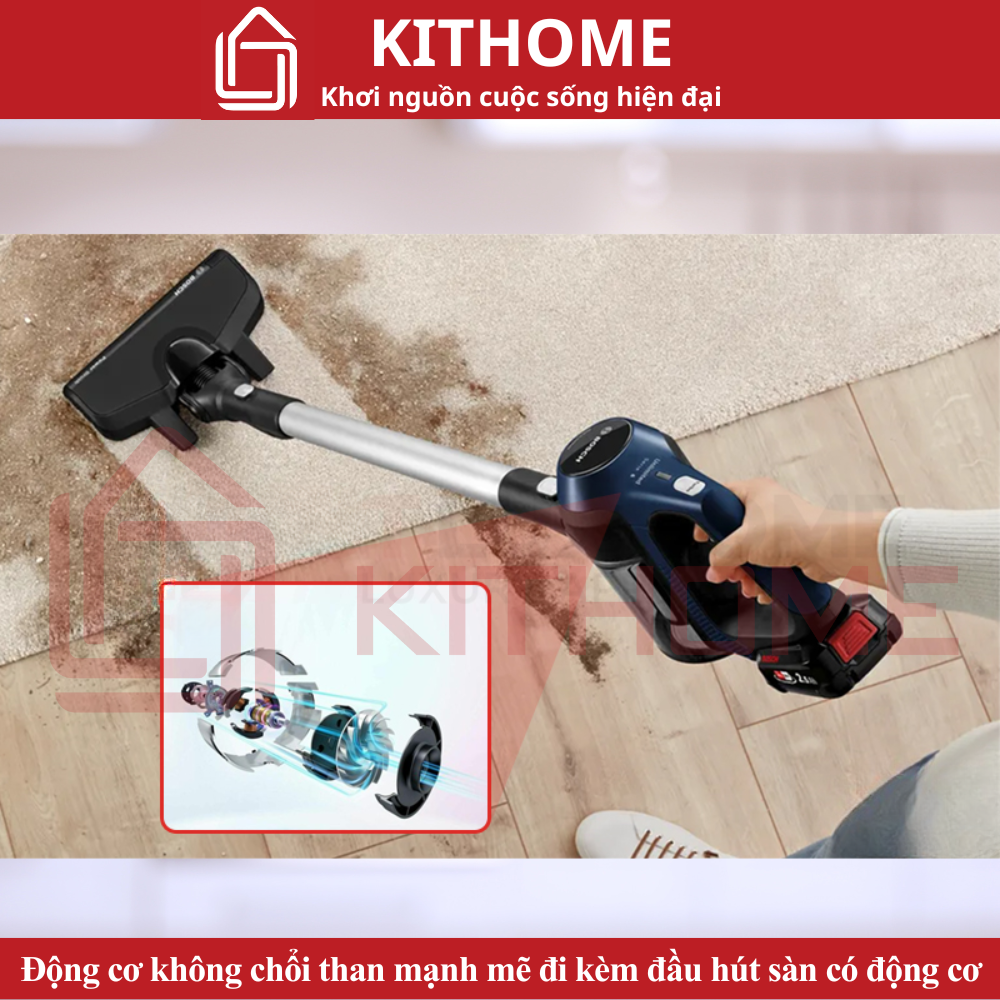 Động cơ không chổi than mạnh mẽ đi kèm đầu hút sàn có động cơ