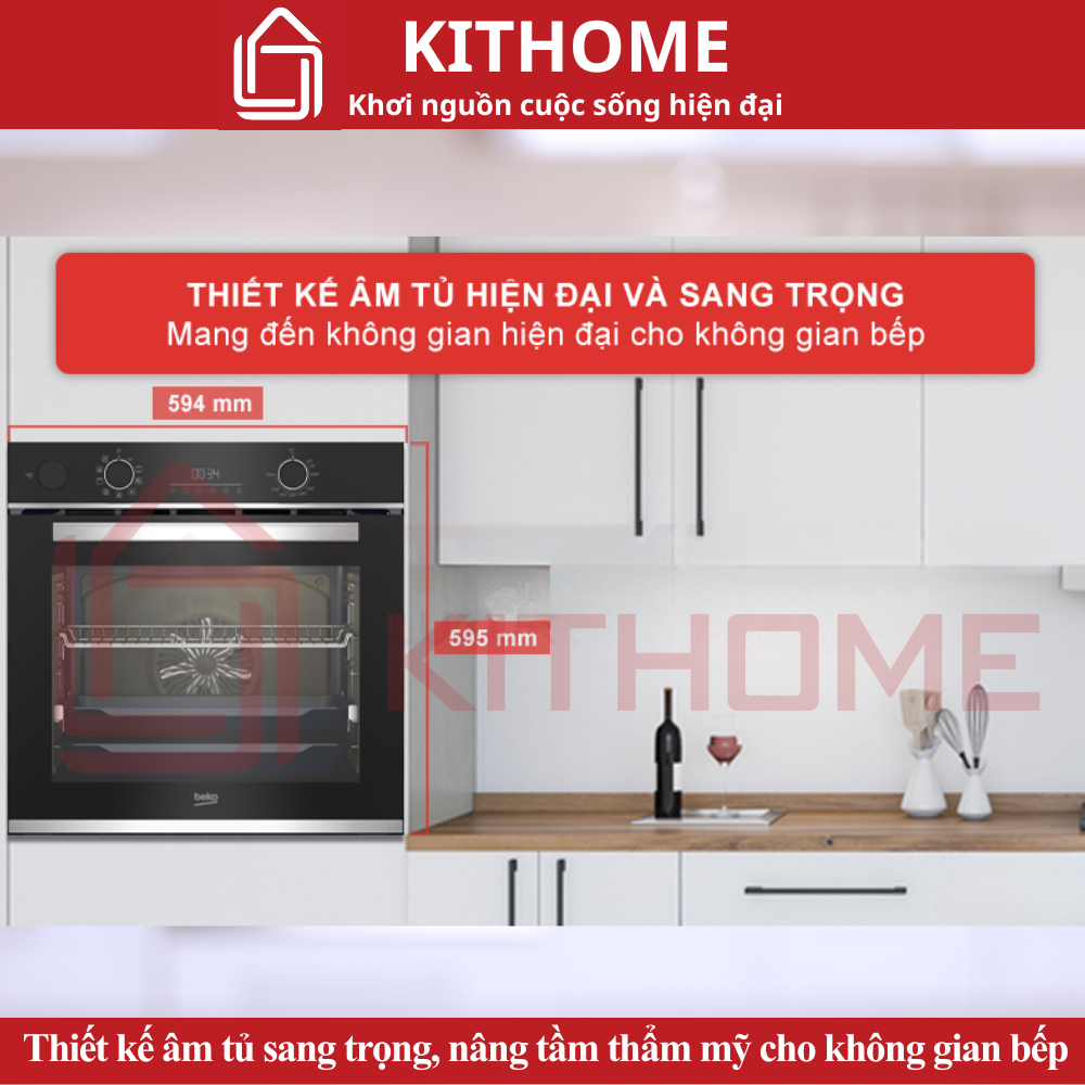 Thiết kế âm tủ sang trọng, nâng tầm thẩm mỹ cho căn bếp lò nướng Beko BBIS13300XMSE