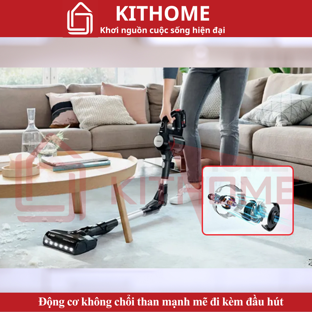 Động cơ không chổi than mạnh mẽ đi kèm đầu hút sàn có động cơ