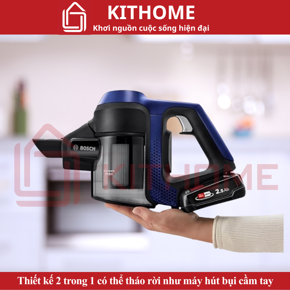 Thiết kế 2 trong 1 có thể tháo rời như máy hút bụi cầm tay, dễ dàng làm sạch nhiều vị trí