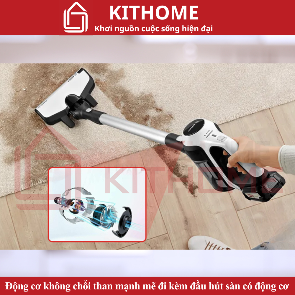 Động cơ không chổi than mạnh mẽ đi kèm đầu hút sàn có động cơ