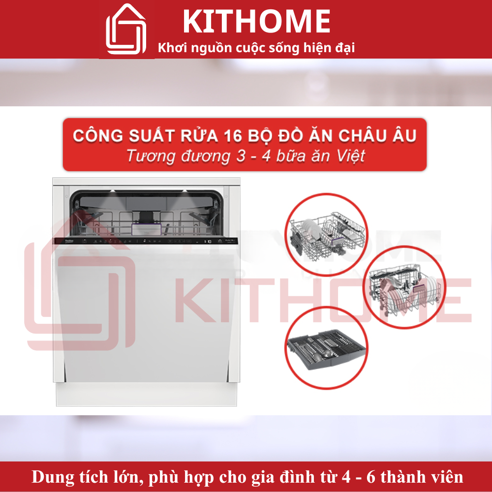MÁY RỬA BÁT ÂM TỦ BEKO BDIN386E4AD - 16 BỘ