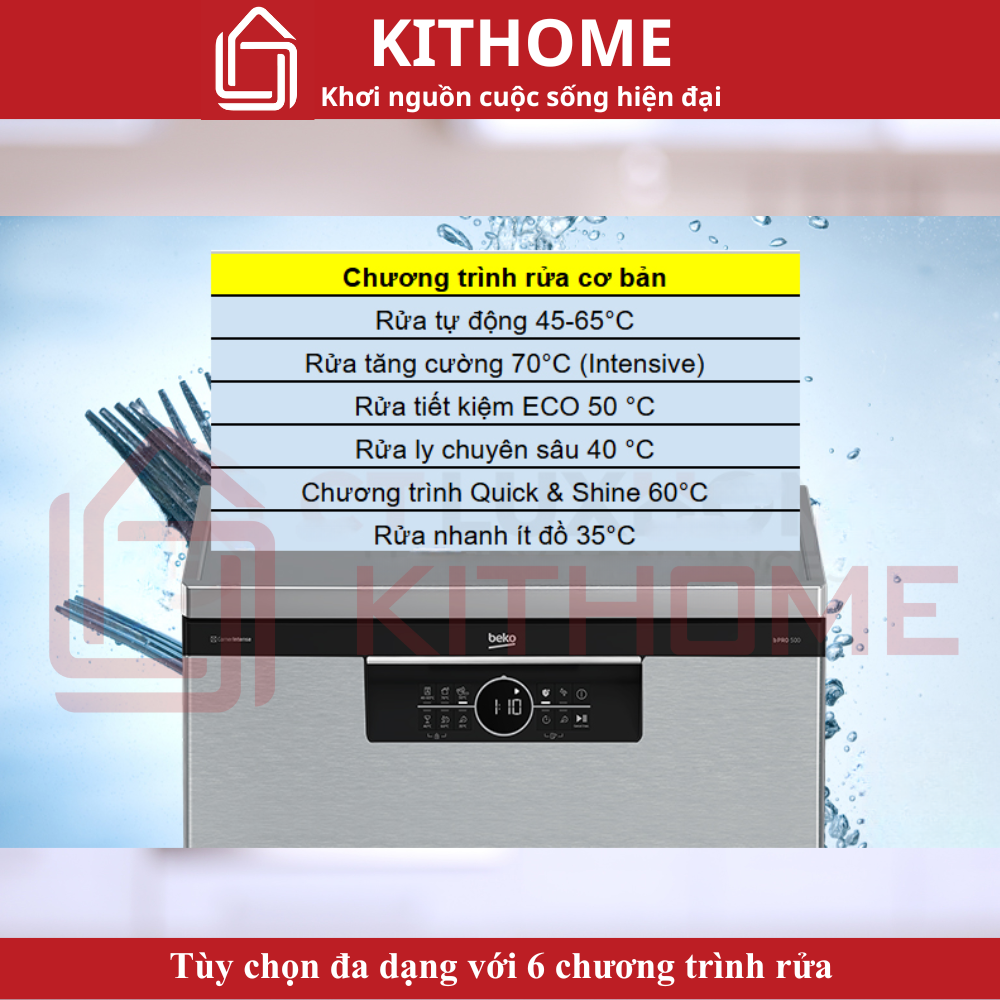 Tùy chọn đa dạng với 6 chương trình rửa