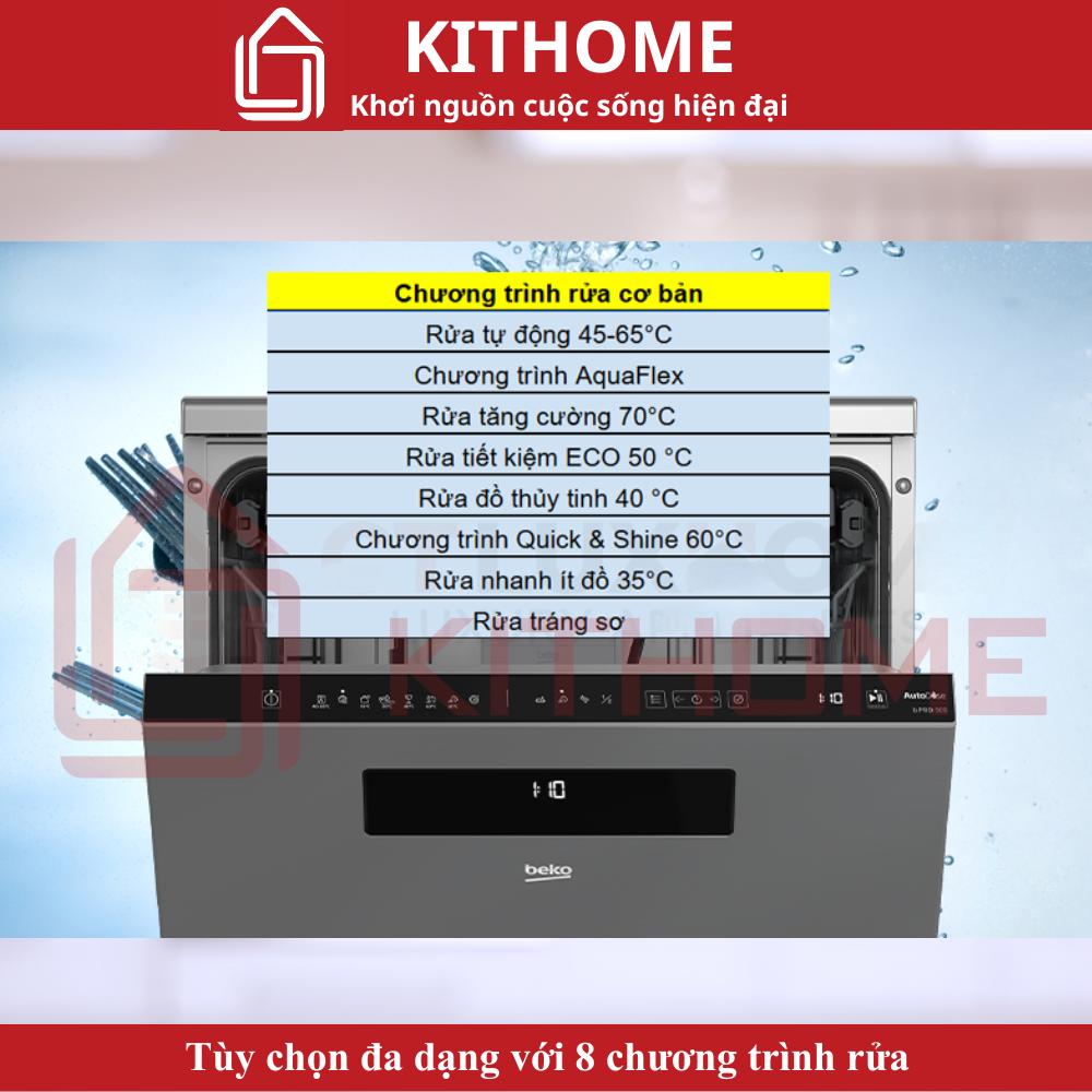 Tùy chọn đa dạng với 8 chương trình rửa