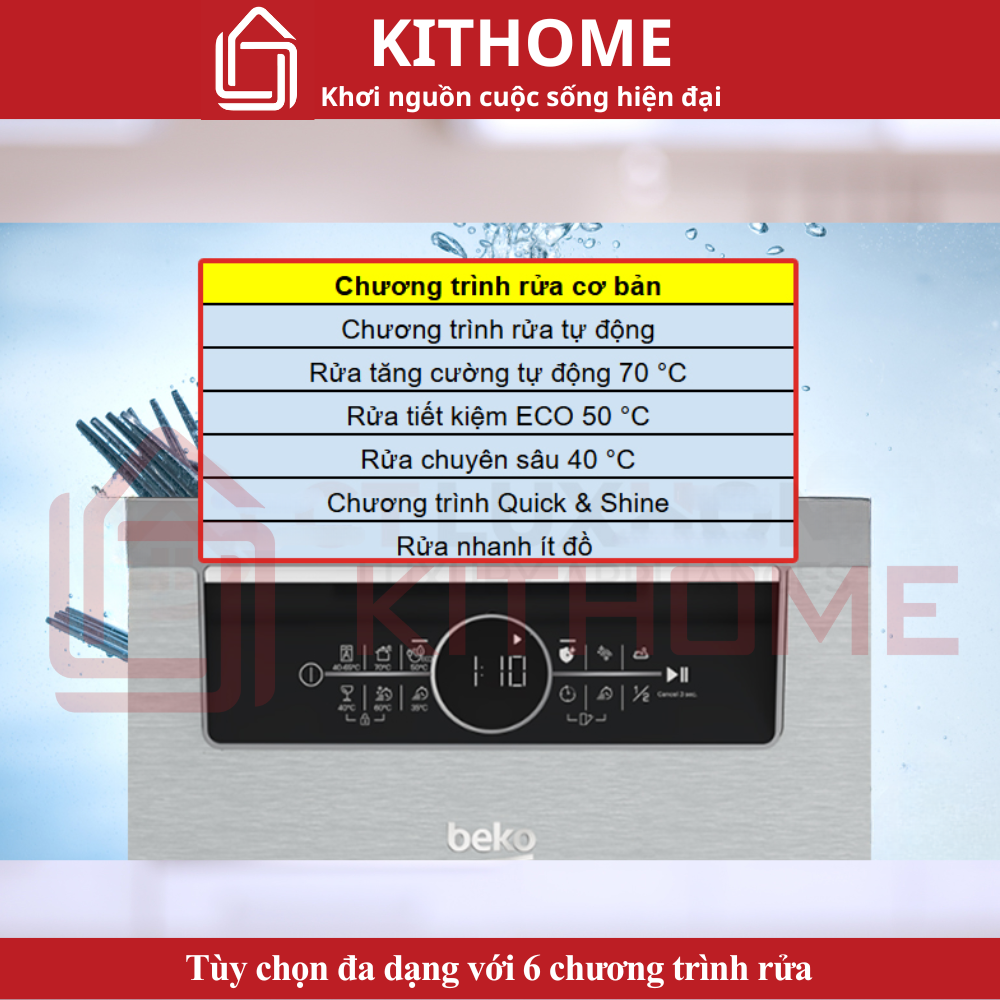 Tùy chọn đa dạng với 6 chương trình rửa