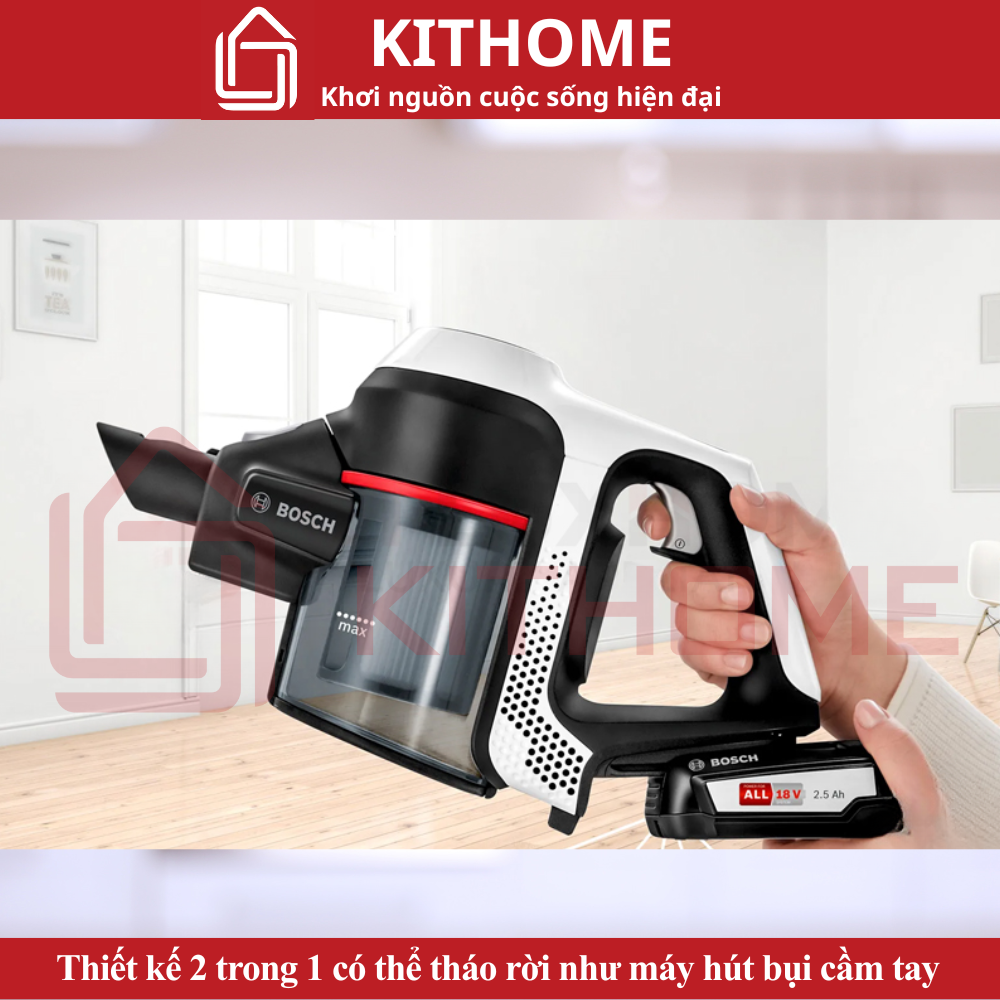 Thiết kế 2 trong 1 có thể tháo rời như máy hút bụi cầm tay, dễ dàng làm sạch nhiều vị trí