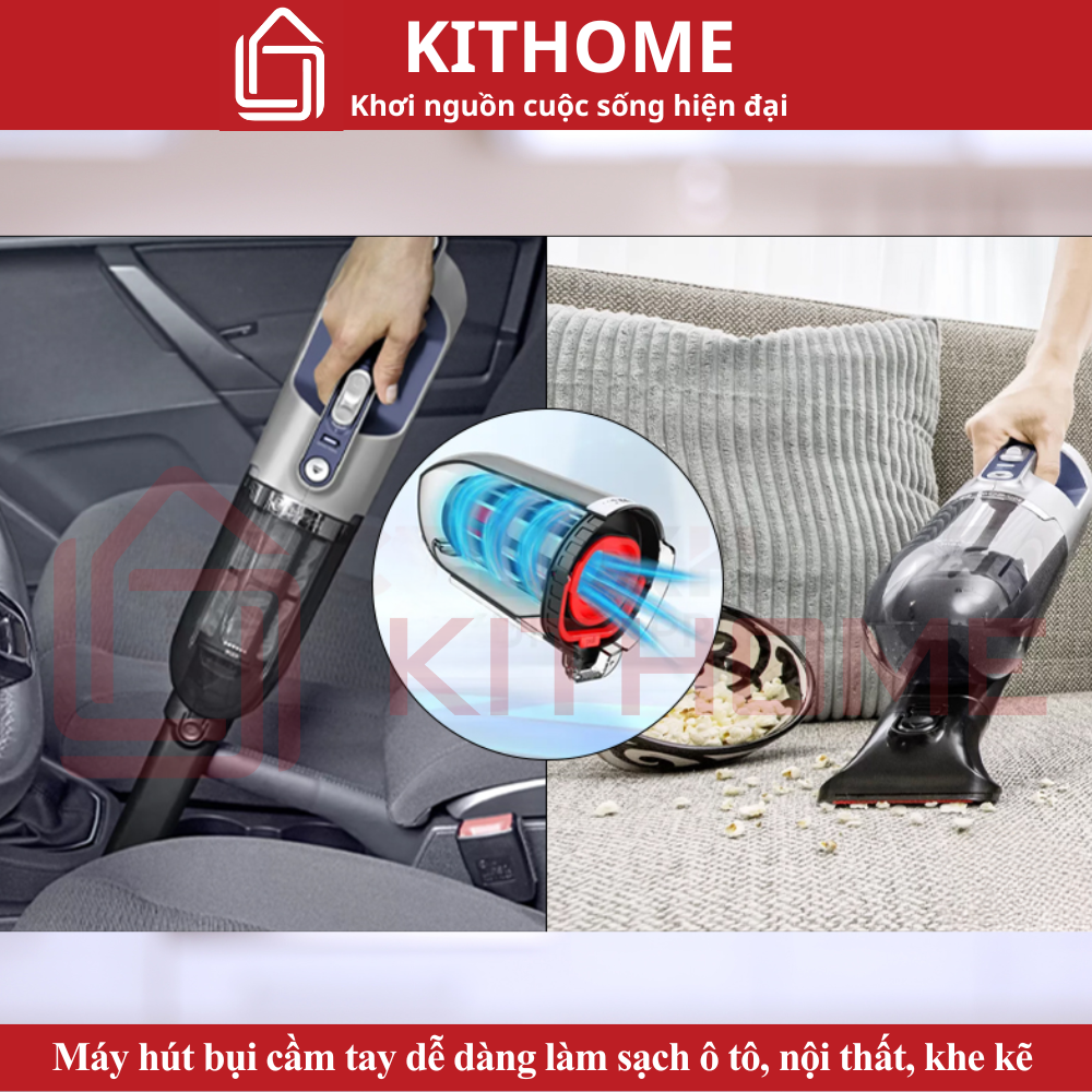 Máy hút bụi cầm tay dễ dàng làm sạch ô tô, nội thất, khe kẽ với hệ thống RobustAir