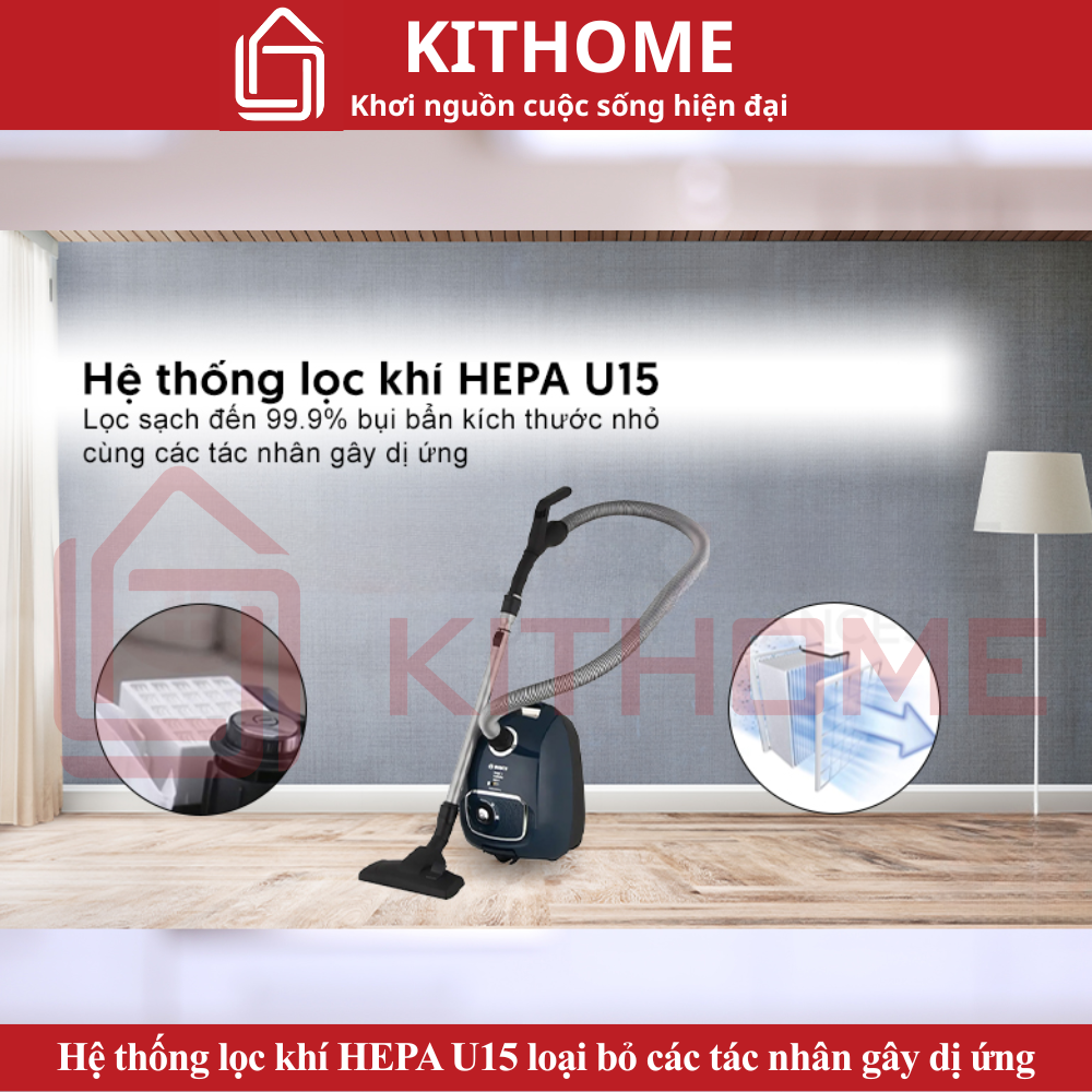 Hệ thống lọc khí HEPA U15 loại bỏ các tác nhân gây dị ứng