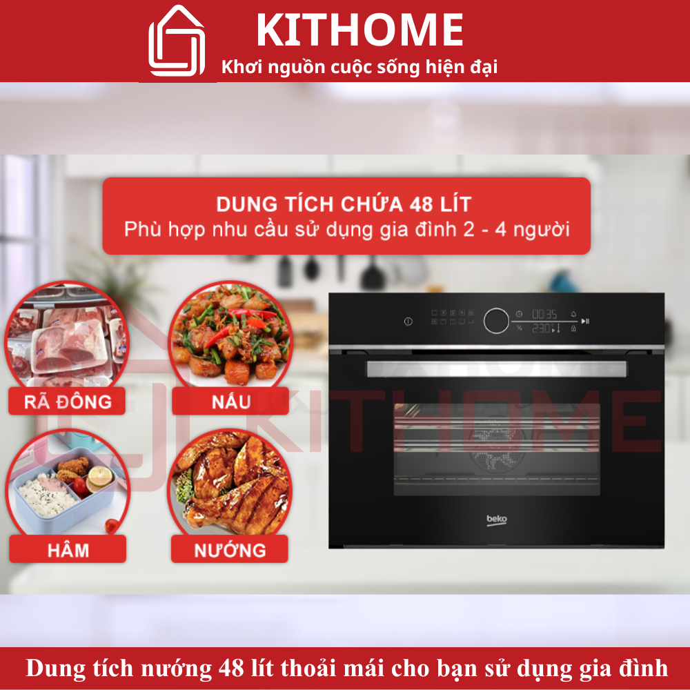 Dung tích nướng 48 lít thoải mái cho bạn sử dụng gia đình từ 2-4 thành viên