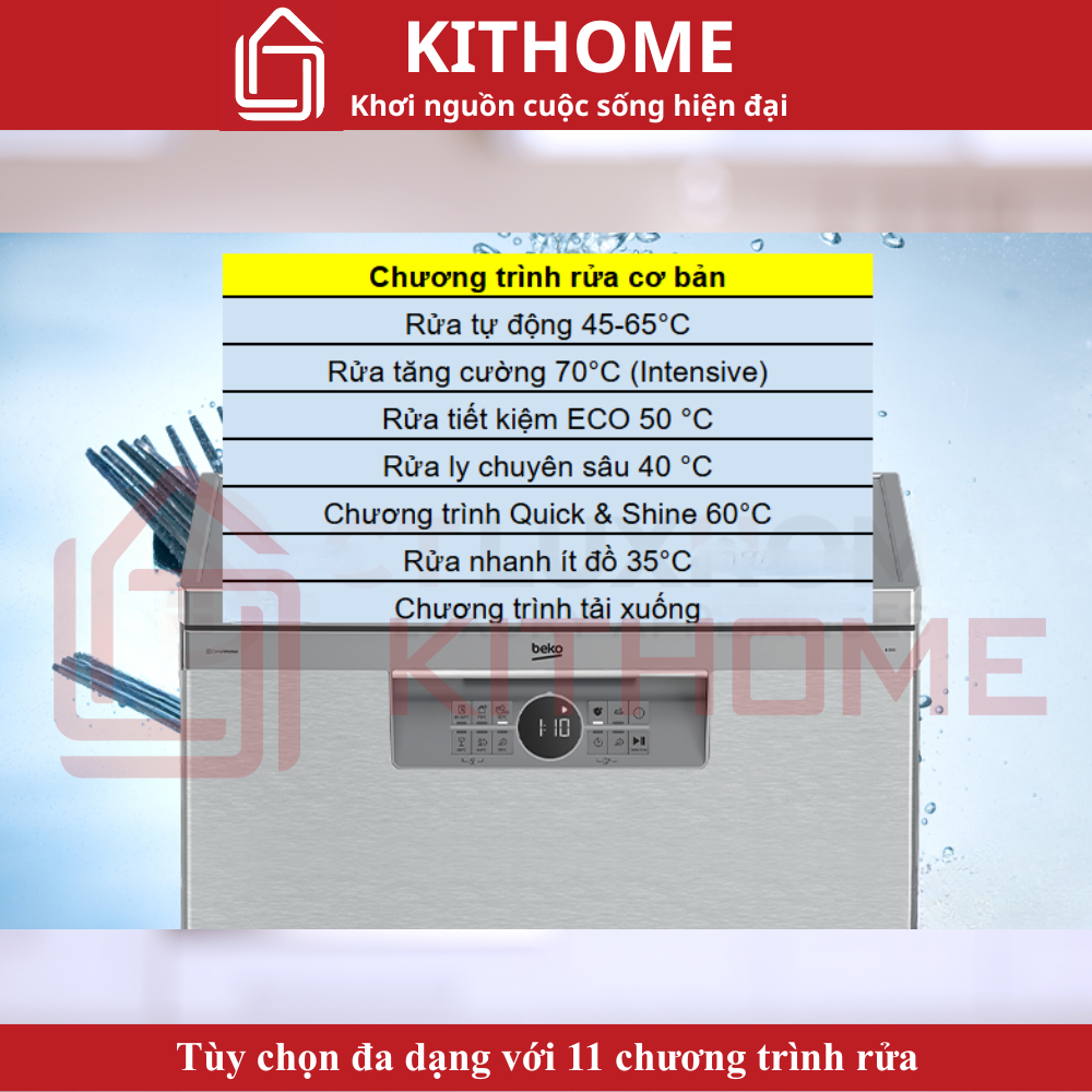 Tùy chọn đa dạng với 11 chương trình rửa