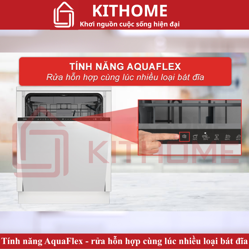 Tính năng AquaFlex - rửa hỗn hợp cùng lúc nhiều loại bát đĩa