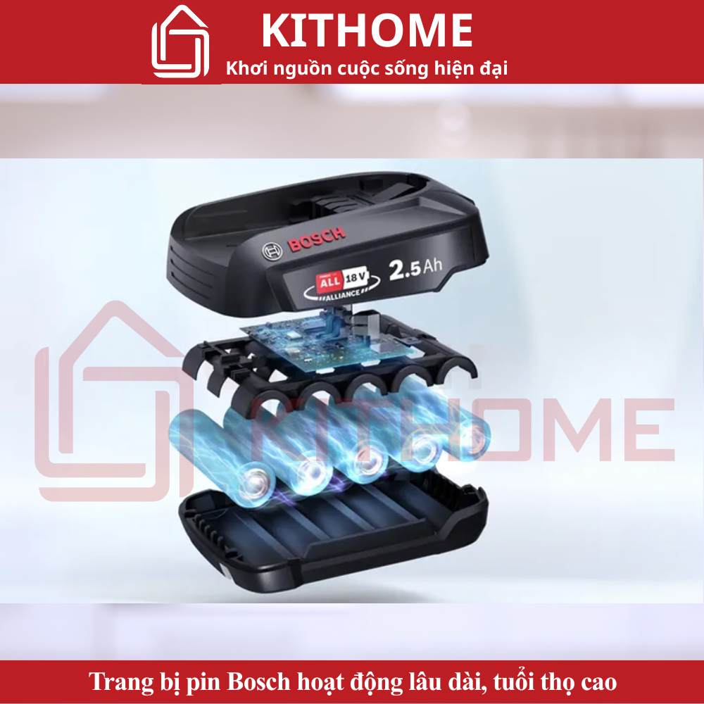 Trang bị pin Bosch hoạt động lâu dài, tuổi thọ cao