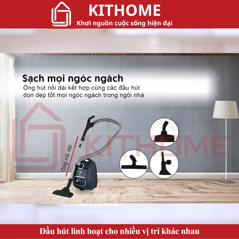 Đầu hút linh hoạt cho nhiều vị trí khác nhau