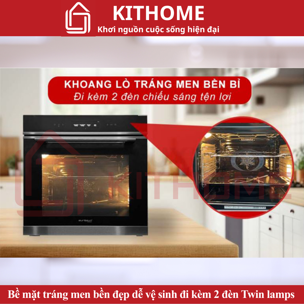 Bề mặt tráng men bền đẹp dễ vệ sinh đi kèm 2 đèn Twin lamps tăng chiếu sáng