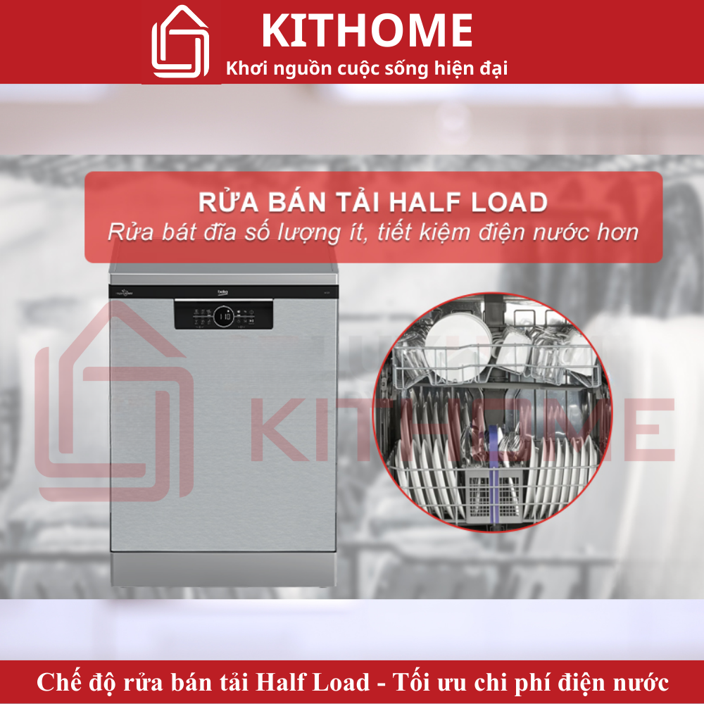 Chế độ rửa bán tải Half Load - Tối ưu chi phí điện nước