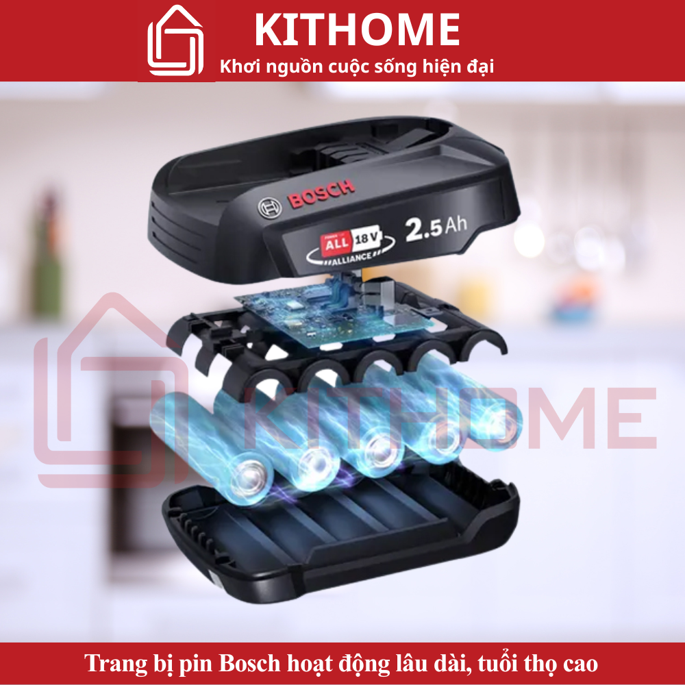 Trang bị pin Bosch hoạt động lâu dài, tuổi thọ cao