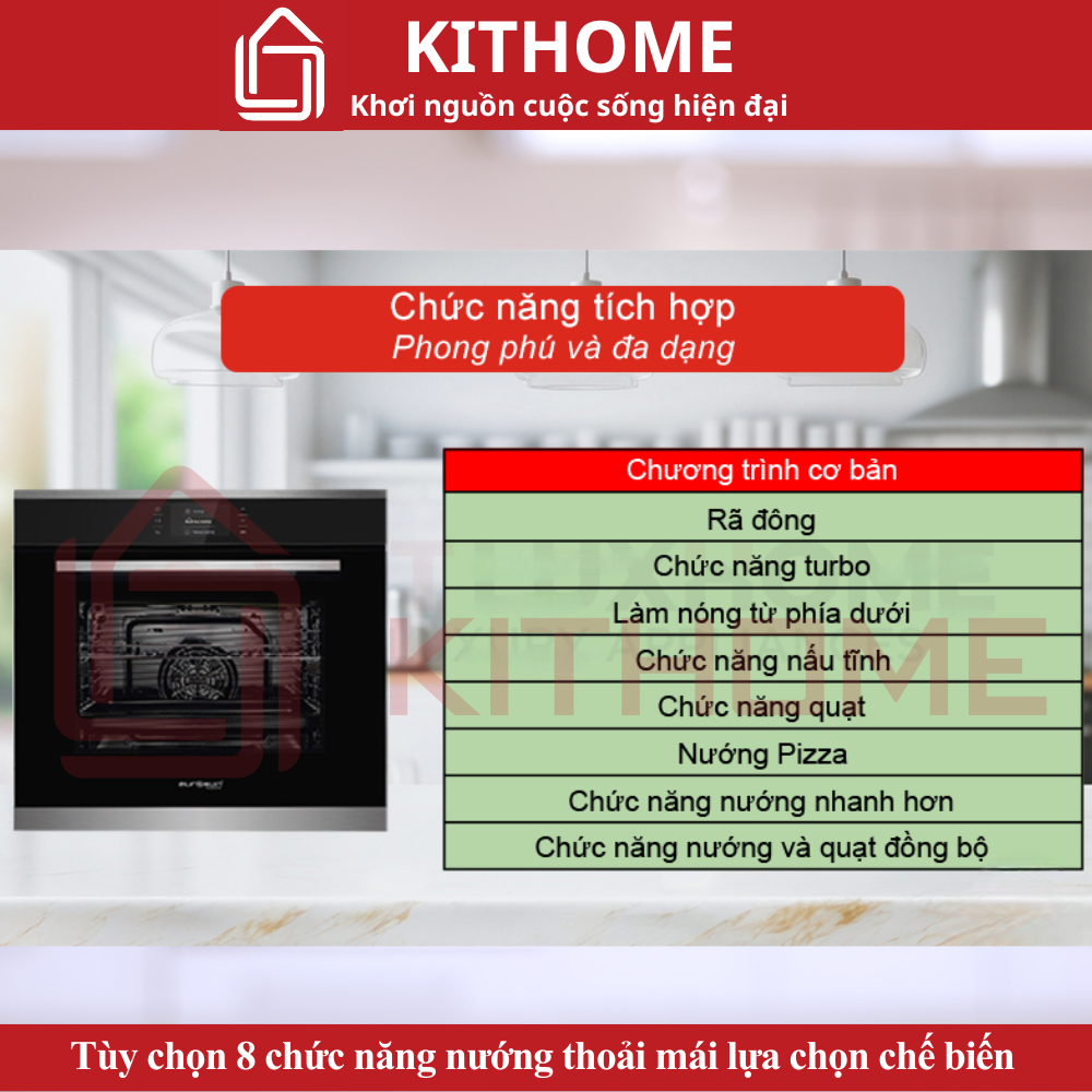Tùy chọn 8 chức năng nướng thoải mái lựa chọn chế biến