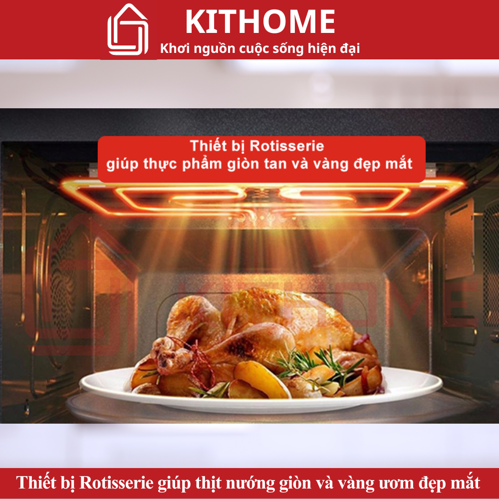 Thiết bị Rotisserie giúp thịt nướng giòn và vàng ươm đẹp mắt.