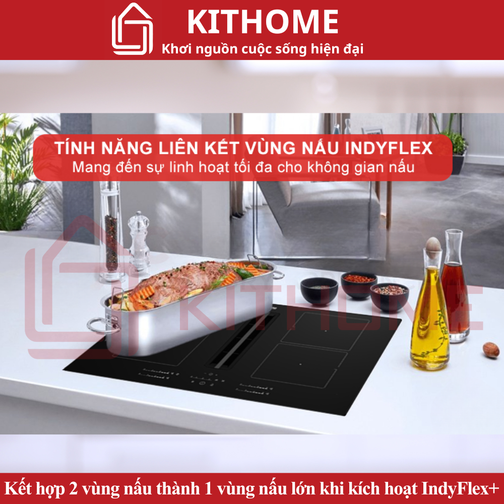 Kết hợp 2 vùng nấu thành 1 vùng nấu lớn khi kích hoạt IndyFlex+