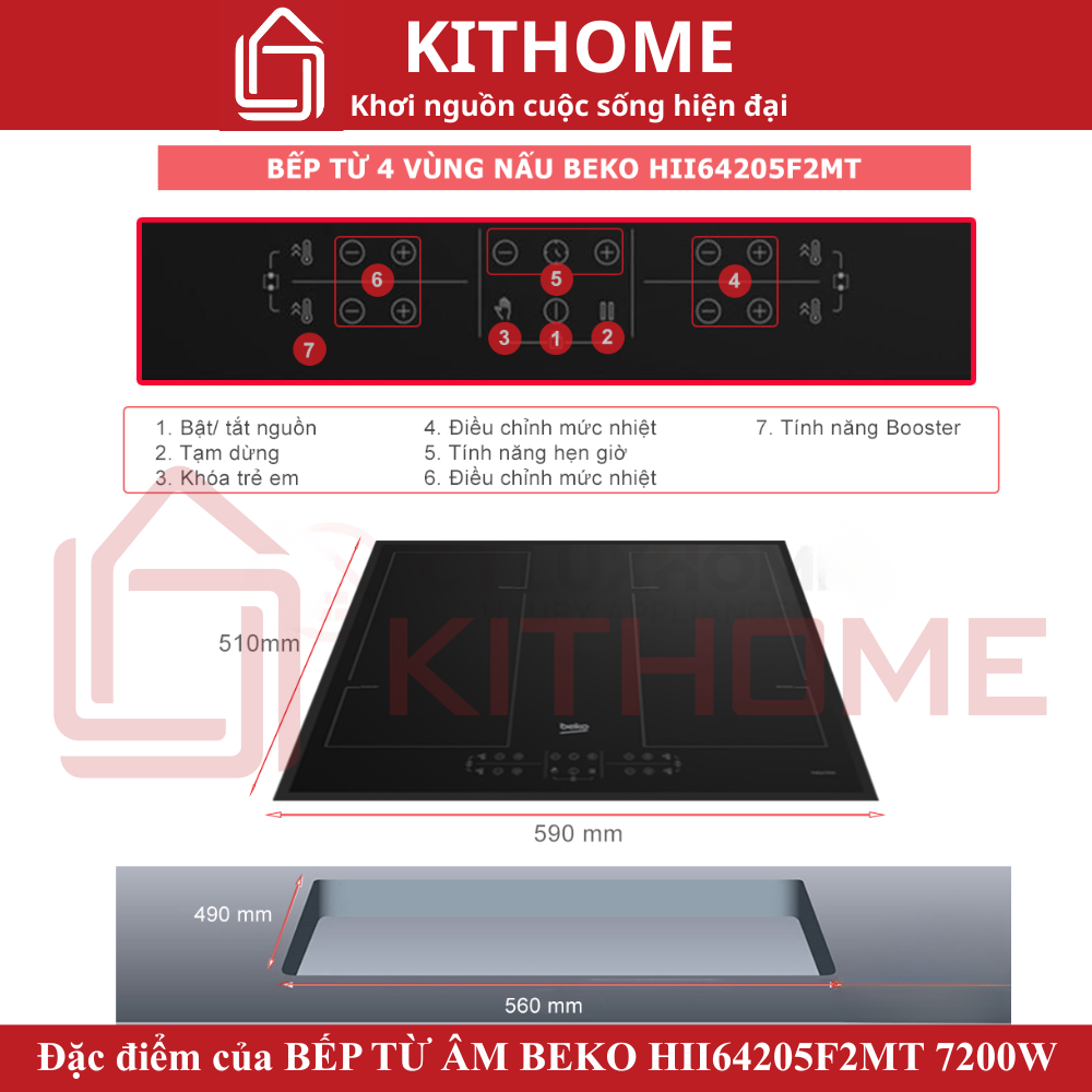 Đặc điểm nổi bật của Bếp từ 4 vùng nấu Beko HII64205F2MT