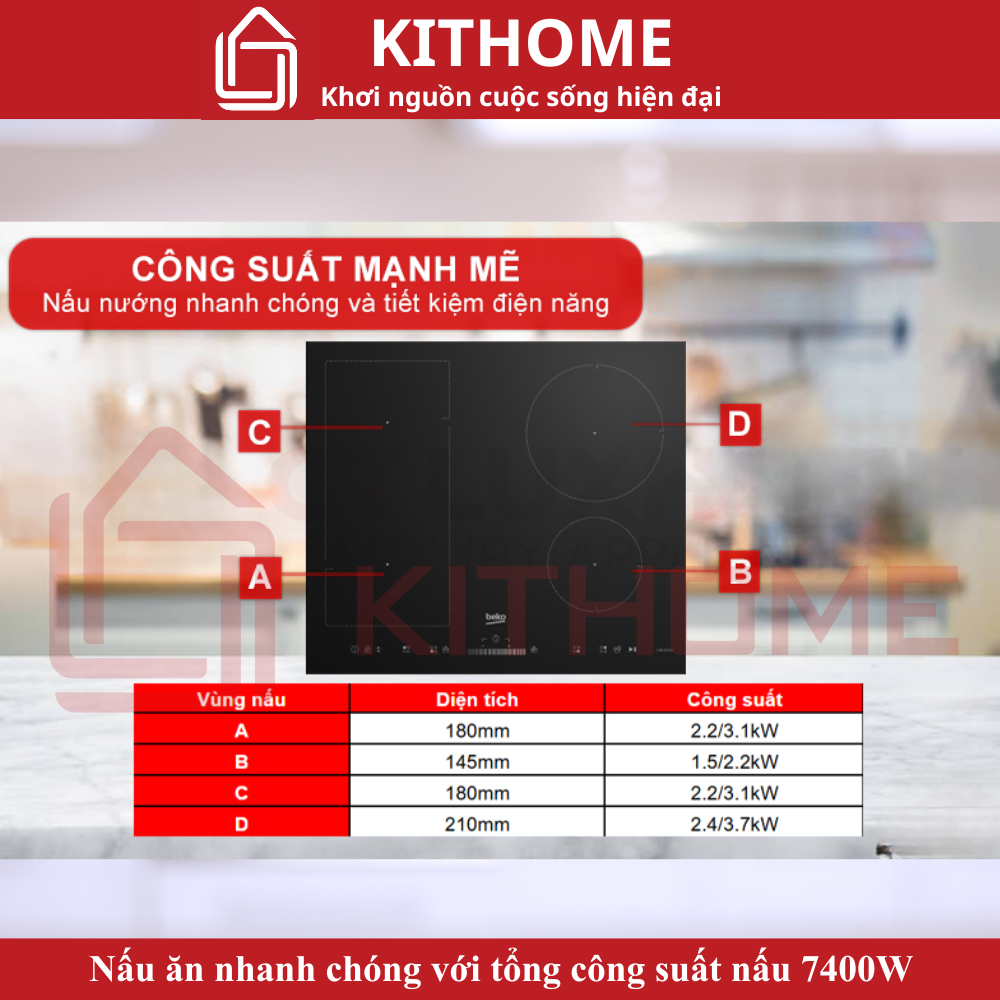 Nấu ăn nhanh chóng với tổng công suất 7400W