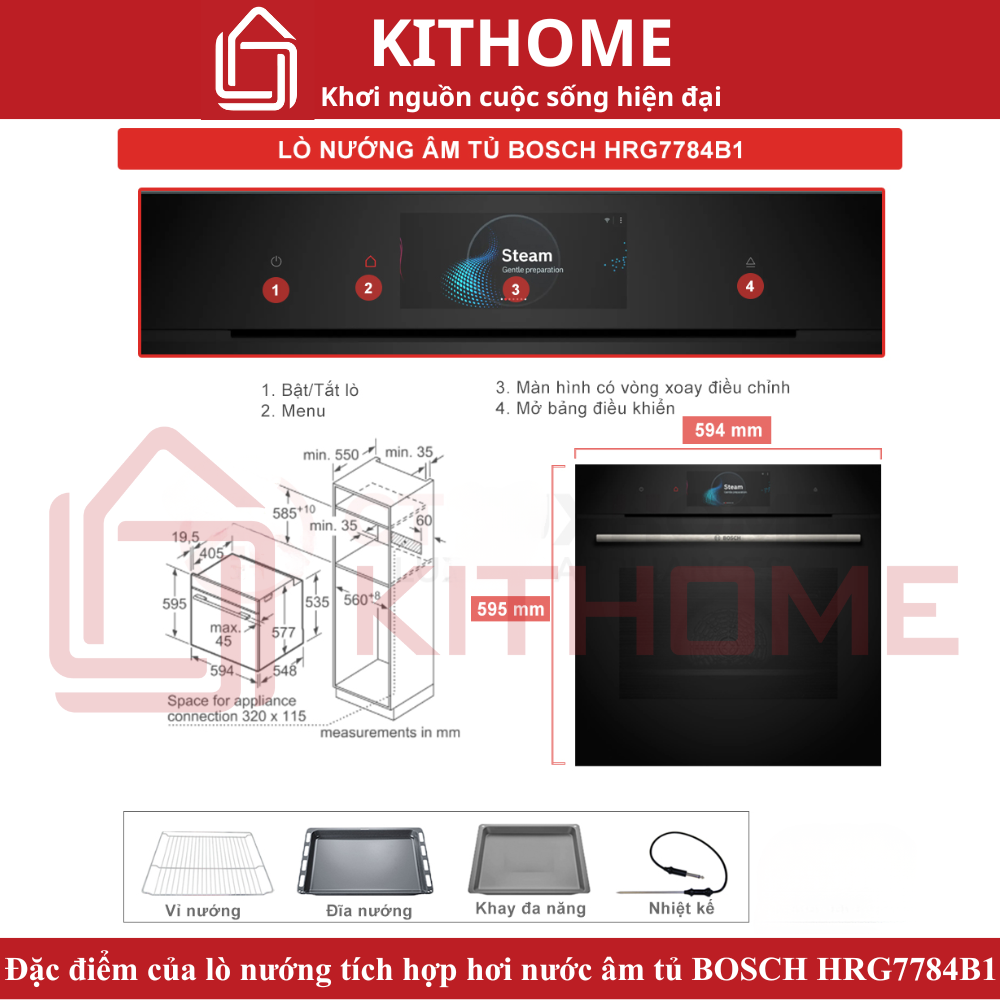Đặc điểm nổi bật của Lò nướng tích hợp hơi nước Bosch HRG7784B1